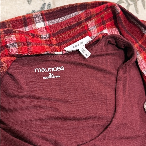 Maurices Red Plaid Button-Down Shirt & Tank Bundle - Picture 3 of 6
